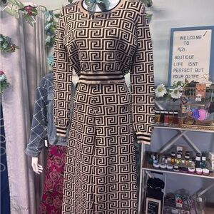 Geometric Patterned Long Sleeve 2 pc set